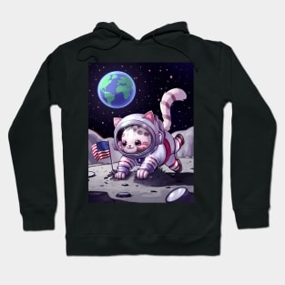 Cute Kawaii cat astronaut on moon Hoodie